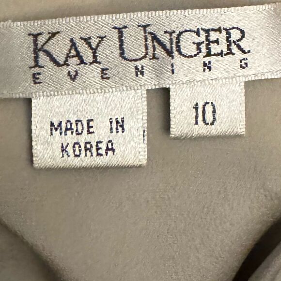 Vintage Kay Unger Size 10 Silk Long Sleeve Chiffon Overlay Knee Length Dress - Picture 12 of 14